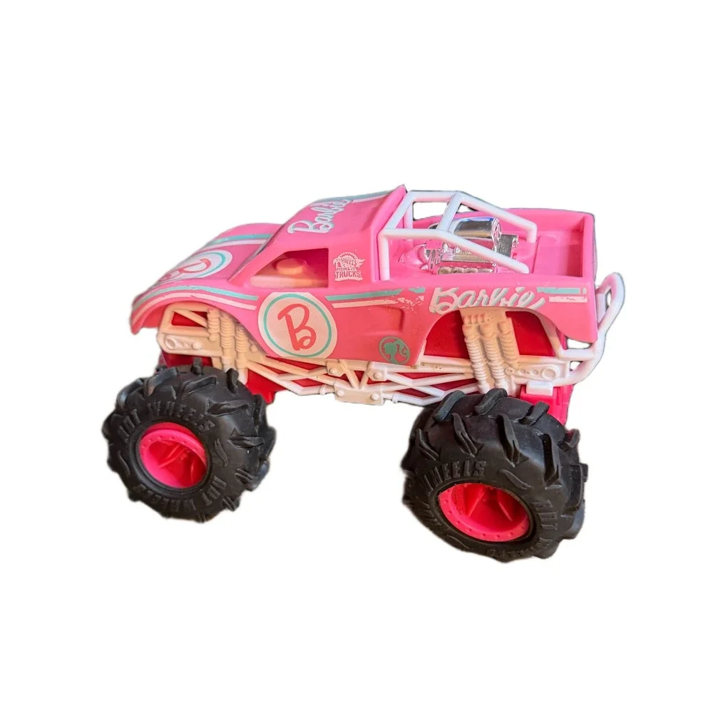 Hot Wheels Barbie Monster Trucks Pink HNV02 Set of 2 No Remotes
